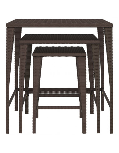 Tavolini Impilabili 3 pz Marroni in Polyrattan