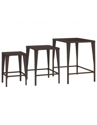 Tavolini Impilabili 3 pz Marroni in Polyrattan