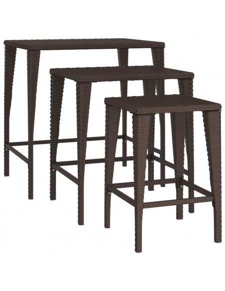 Tavolini Impilabili 3 pz Marroni in Polyrattan