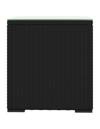 Tavolino Nero 40x37x40,5 cm Polyrattan e Vetro Temperato