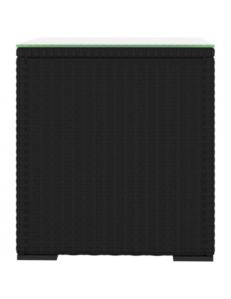 Tavolino Nero 40x37x40,5 cm Polyrattan e Vetro Temperato