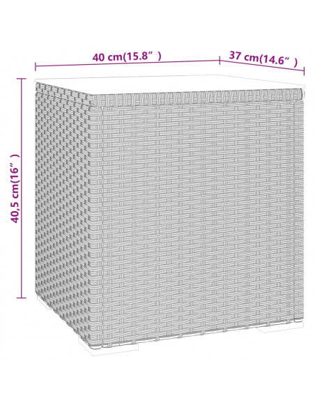 Tavolino Nero 40x37x40,5 cm Polyrattan e Vetro Temperato