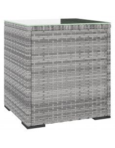 Tavolino Grigio 40x37x40,5 cm Polyrattan e Vetro Temperato 2