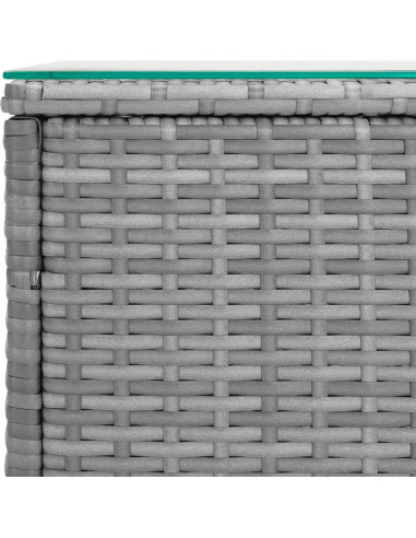 Tavolino Grigio 40x37x40,5 cm Polyrattan e Vetro Temperato