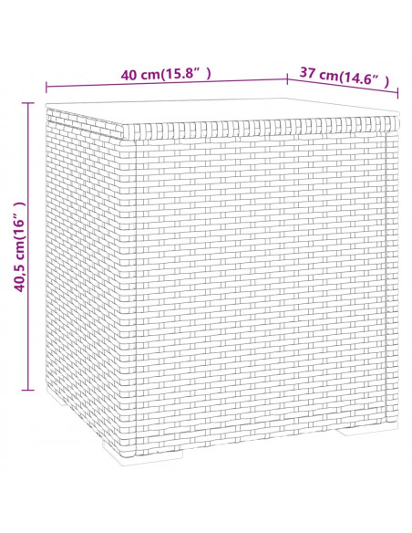 Tavolino Grigio 40x37x40,5 cm Polyrattan e Vetro Temperato