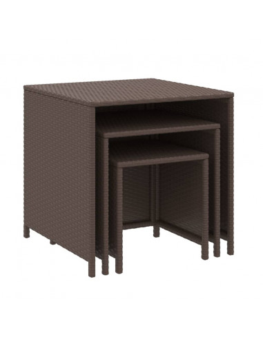 Tavolini Impilabili 3 pz Marroni in Polyrattan