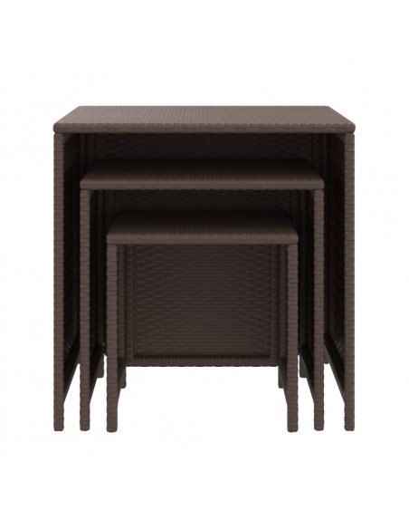 Tavolini Impilabili 3 pz Marroni in Polyrattan