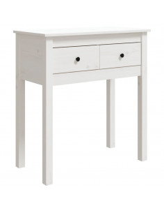 Tavolo Consolle Bianco 70x35x75 cm in Legno Massello di Pino 2
