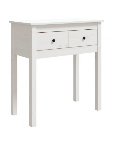 Tavolo Consolle Bianco 70x35x75 cm in Legno Massello di Pino