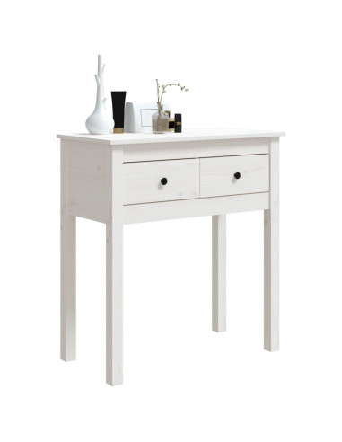 Tavolo Consolle Bianco 70x35x75 cm in Legno Massello di Pino