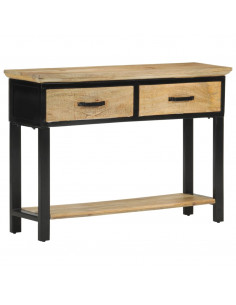Tavolo Consolle 110x30x75 cm in Legno Massello Grezzo di Mango 2