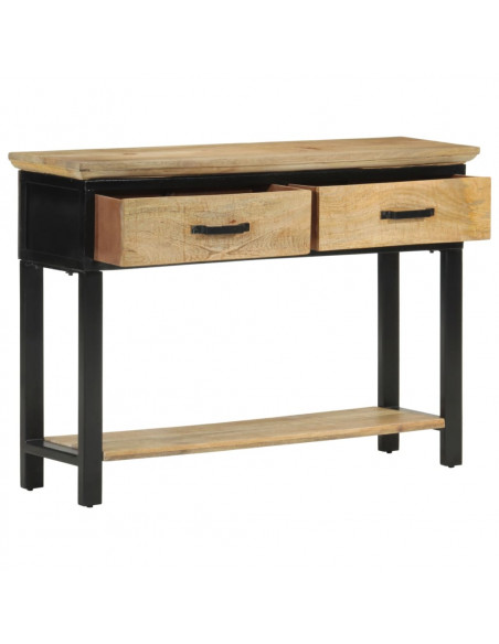 Tavolo Consolle 110x30x75 cm in Legno Massello Grezzo di Mango
