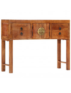 Tavolo Consolle 120x32x80 cm in Legno Massello Grezzo di Acacia 2