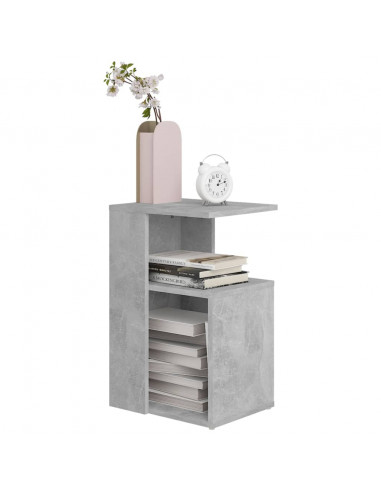 Tavolino Grigio Cemento 36x30x56 cm in Legno Multistrato