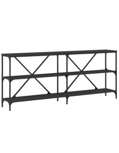 Tavolino Consolle Nero 180x30x75 cm Legno Multistrato e Ferro 2