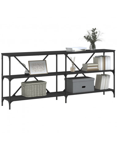 Tavolino Consolle Nero 180x30x75 cm Legno Multistrato e Ferro