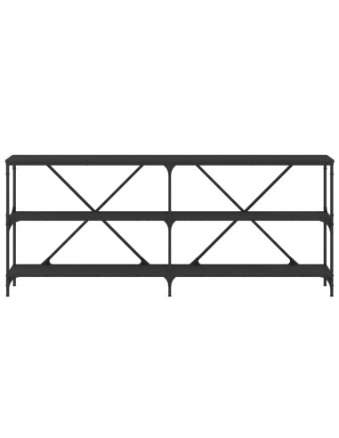 Tavolino Consolle Nero 180x30x75 cm Legno Multistrato e Ferro