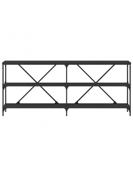 Tavolino Consolle Nero 180x30x75 cm Legno Multistrato e Ferro