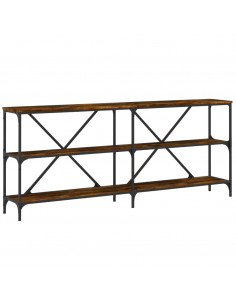 Tavolo Consolle Rovere Fumo 180x30x75cm Legno Multistrato Ferro 2