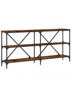 Tavolo Consolle Rovere Fumo 160x30x75cm Legno Multistrato Ferro 2