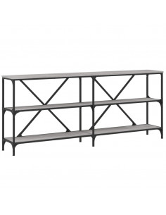 Tavolino Grigio Sonoma 180x30x75cm in Legno Multistrato e Ferro 2