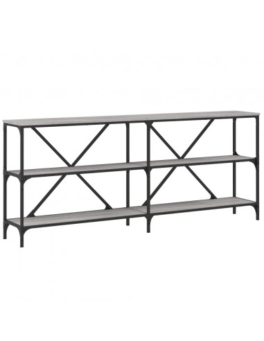 Tavolino Grigio Sonoma 180x30x75cm in Legno Multistrato e Ferro