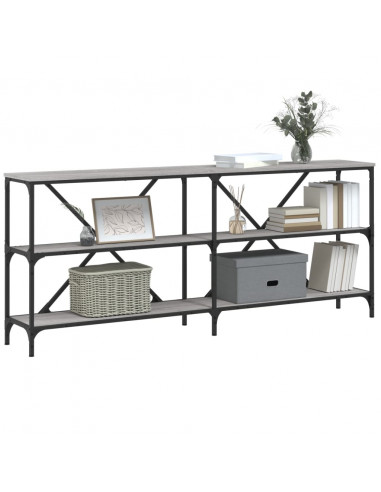 Tavolino Grigio Sonoma 180x30x75cm in Legno Multistrato e Ferro