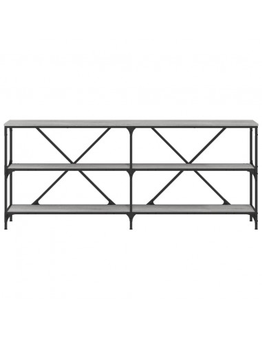 Tavolino Grigio Sonoma 180x30x75cm in Legno Multistrato e Ferro