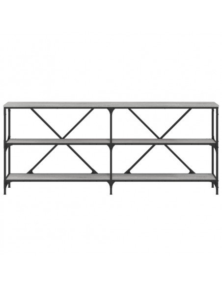 Tavolino Grigio Sonoma 180x30x75cm in Legno Multistrato e Ferro