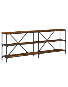 Tavolo Consolle Rovere Fumo 200x30x75cm Legno Multistrato Ferro 2