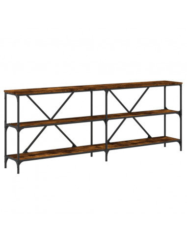 Tavolo Consolle Rovere Fumo 200x30x75cm Legno Multistrato Ferro