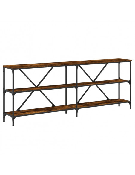 Tavolo Consolle Rovere Fumo 200x30x75cm Legno Multistrato Ferro