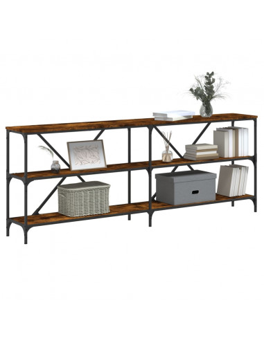 Tavolo Consolle Rovere Fumo 200x30x75cm Legno Multistrato Ferro