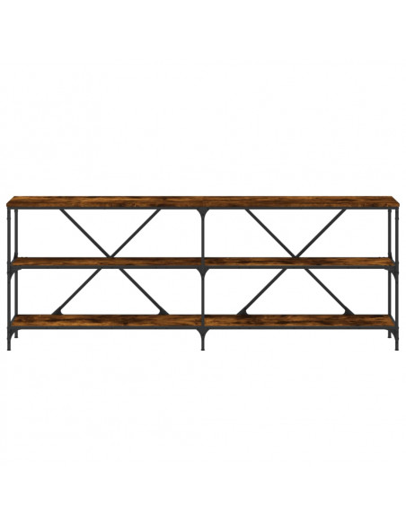 Tavolo Consolle Rovere Fumo 200x30x75cm Legno Multistrato Ferro