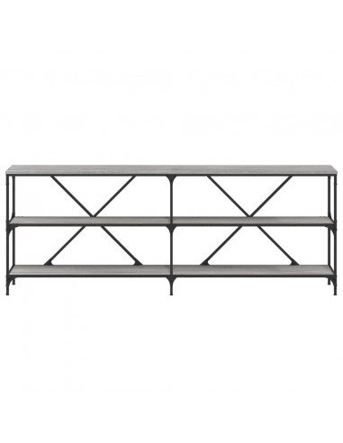 Tavolino Grigio Sonoma 200x30x75cm in Legno Multistrato e Ferro