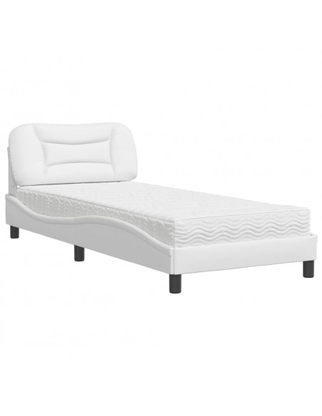 Letto con Materasso Bianco 90x190 cm in Similpelle