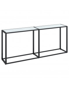 Tavolo Consolle Bianco Marmo 180x35x75,5 cm in Vetro Temperato 2