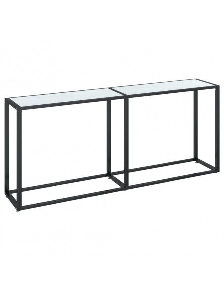 Tavolo Consolle Bianco Marmo 180x35x75,5 cm in Vetro Temperato