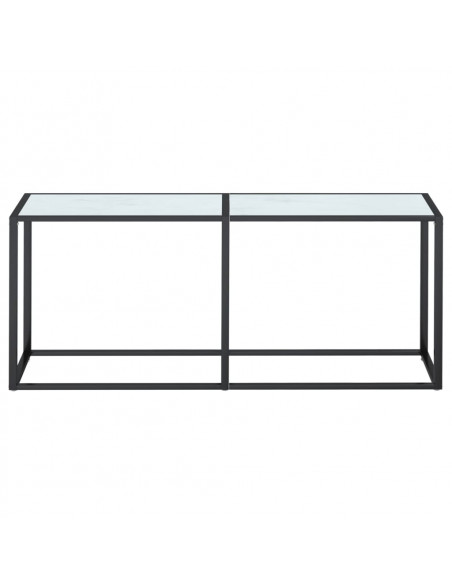 Tavolo Consolle Bianco Marmo 180x35x75,5 cm in Vetro Temperato