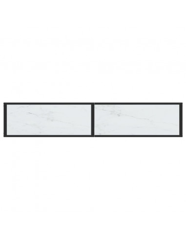 Tavolo Consolle Bianco Marmo 180x35x75,5 cm in Vetro Temperato
