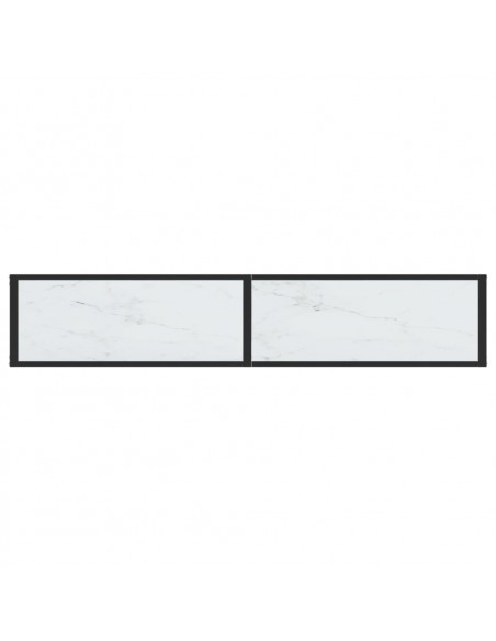 Tavolo Consolle Bianco Marmo 180x35x75,5 cm in Vetro Temperato