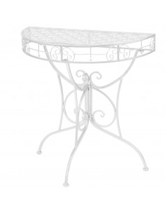 Tavolino Vintage in Metallo Semicircolare 72x36x74 cm Argento 2
