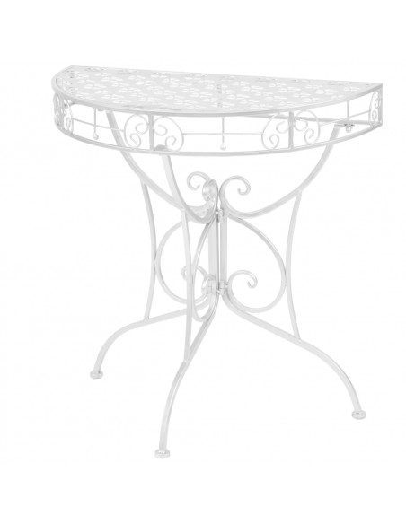 Tavolino Vintage in Metallo Semicircolare 72x36x74 cm Argento