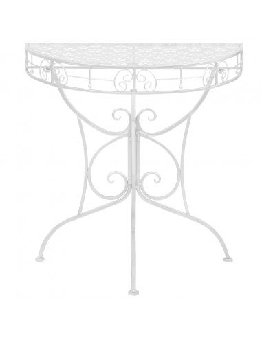 Tavolino Vintage in Metallo Semicircolare 72x36x74 cm Argento