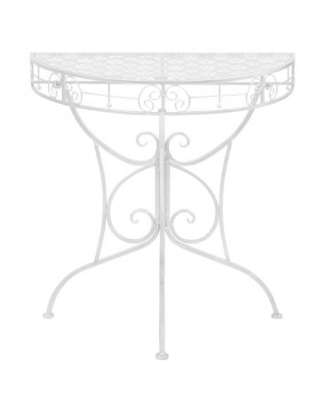Tavolino Vintage in Metallo Semicircolare 72x36x74 cm Argento