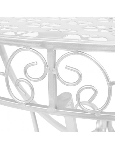 Tavolino Vintage in Metallo Semicircolare 72x36x74 cm Argento