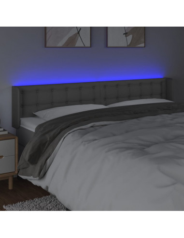 Testiera a LED Grigio 203x16x78/88 cm in Similpelle