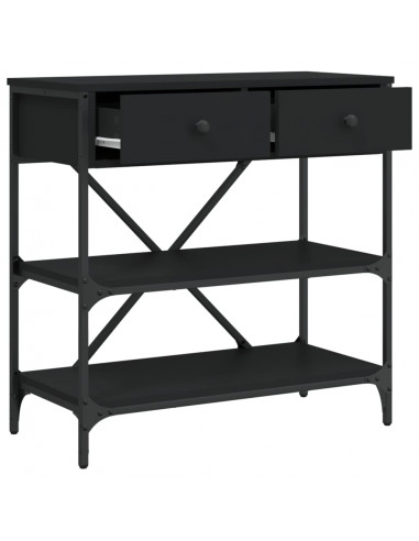 Tavolino Consolle Nero 75x34,5x75 cm in Legno Multistrato