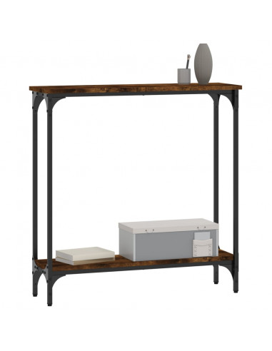 Tavolino Consolle Rovere Fumo 75x22,5x75 cm Legno Multistrato