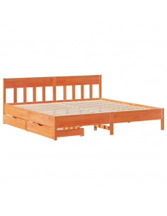 Letto senza Materasso Marrone Cera 200x200 cm in Legno di Pino 2